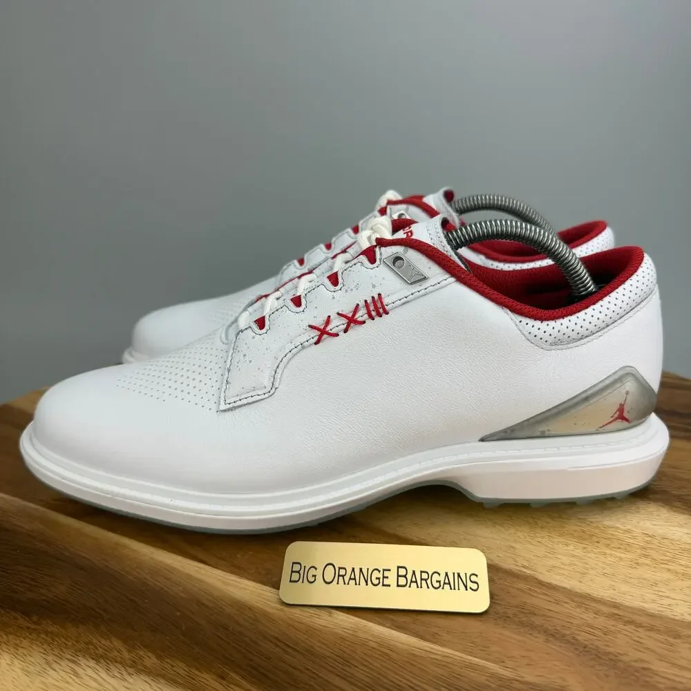 Nike Air Jordan ADG 5 White Fire Red Golf Shoes (FQ6642-101) Men's Size 10 New